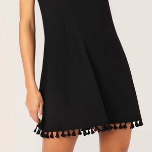 Tassel hem tie back halter dress